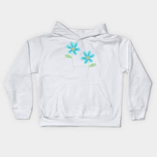 Pastel Blue Flowers Kids Hoodie